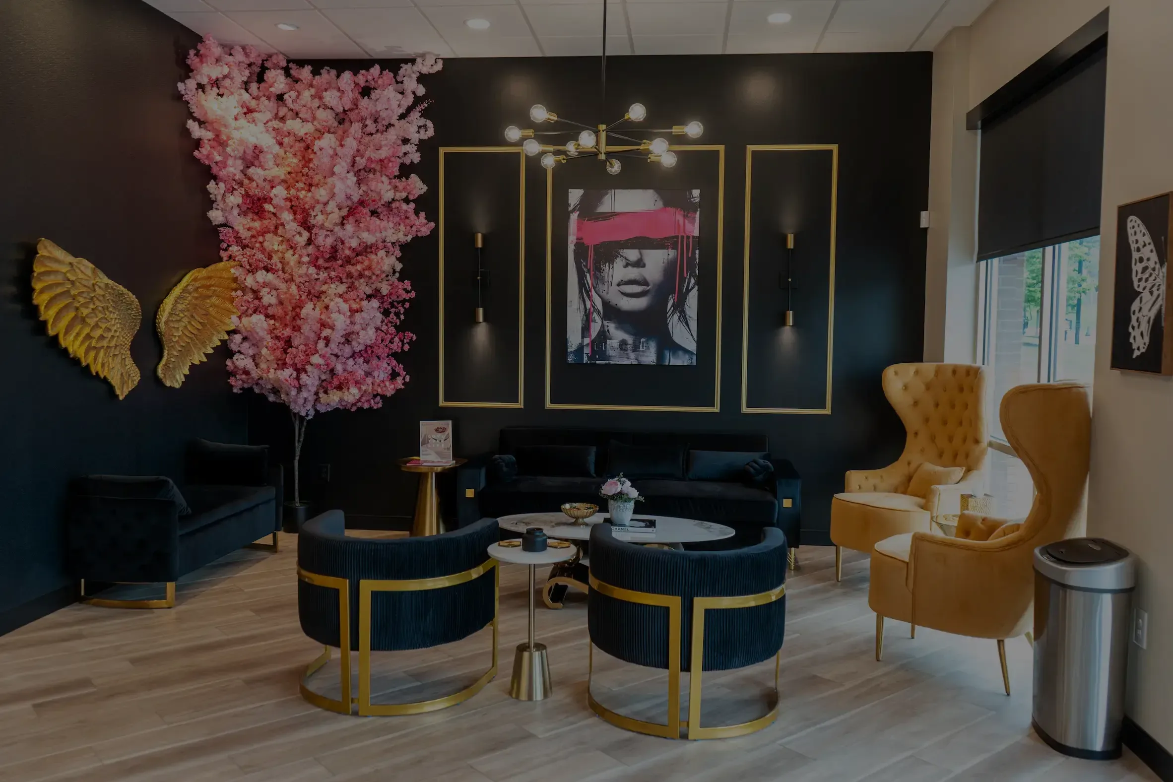 The reception lobby at Unfiltered Beauty MedSpa